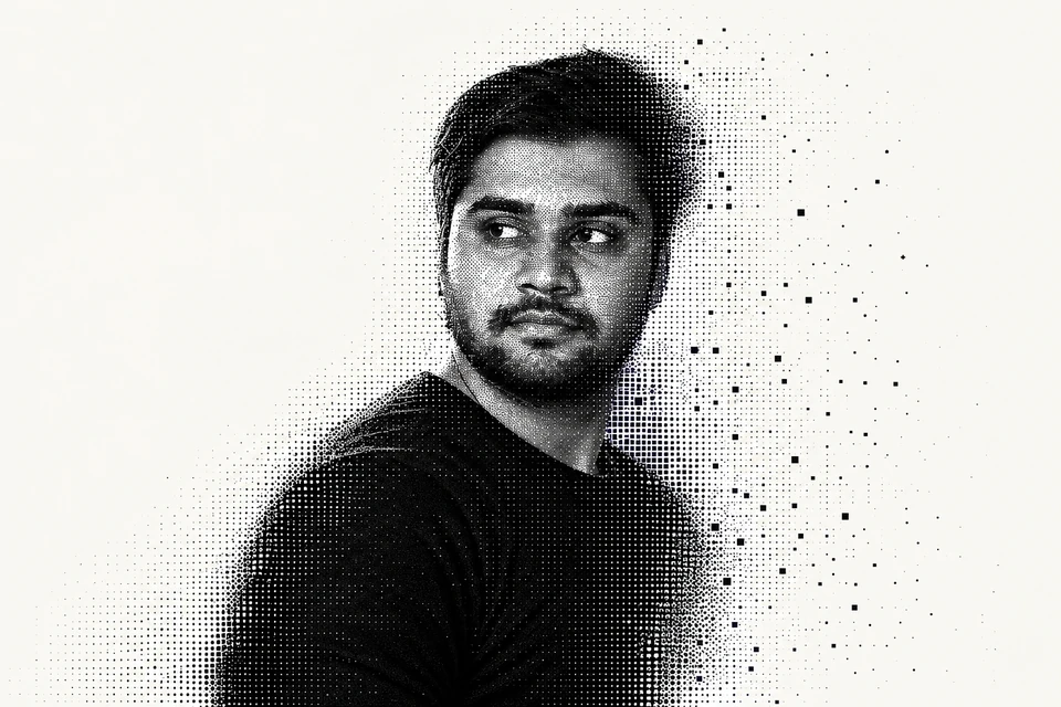 Ajay in the approved monochrome halftone portrait